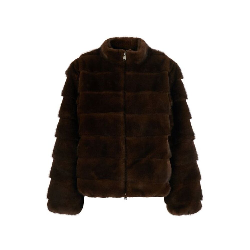 Leplain Women Brown Shearling With Raised Collar In Eco-Fur For Women